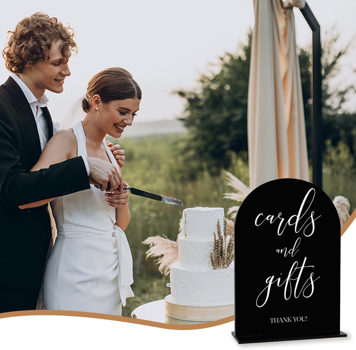 Black Cards and Gifts Sign, Wedding Engagement Bridal Shower Baby Shower Party Decor for Reception Reception, Weddings Acrylic Sign