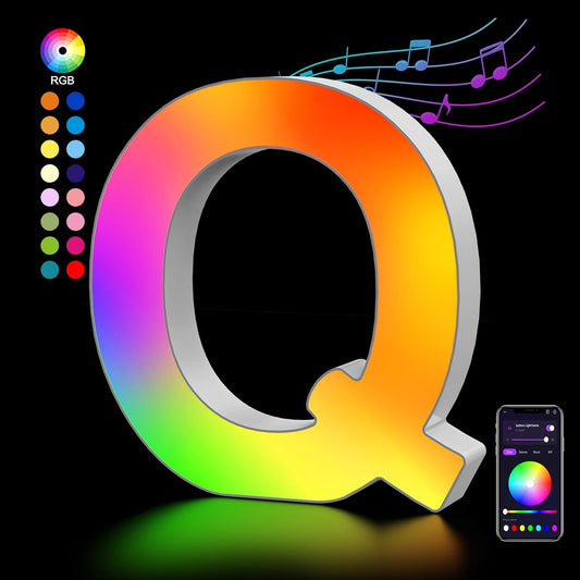 OJQ Light Up Letters LED Letter - Marquee Letters Room Decor Alphabet Letter Music Sync Color Change Colorful - Christmas Birthday Gifts for Girl - Teen Girls Gifts Party Home Wall Decor