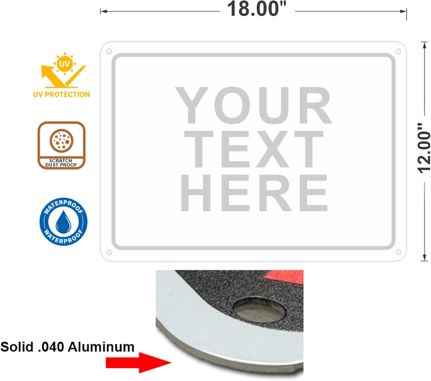 Custom Signs Outdoor Metal for Home Office Business, Personalized, Door, Porch, Delivery, Man Cave, Shop, Garage, Street. For Outside or Inside Use. Our Metal Signs Are UV Printed Solid Aluminum (Solid, 12x18 inches)