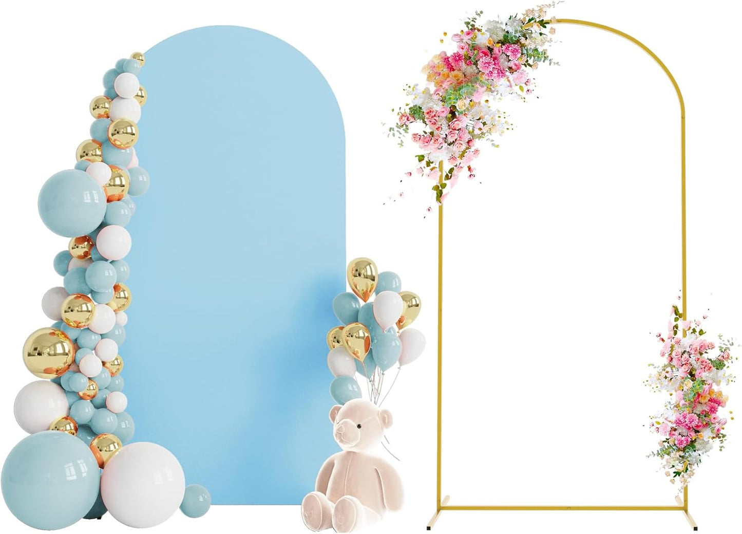 Wokceer 6.6 FT Wedding Arch Stand and Arch Cover, Metal Arch Stand with Arch Stand Cover for Birthday Party Wedding Ceremony Bridal Baby Shower Event Decor