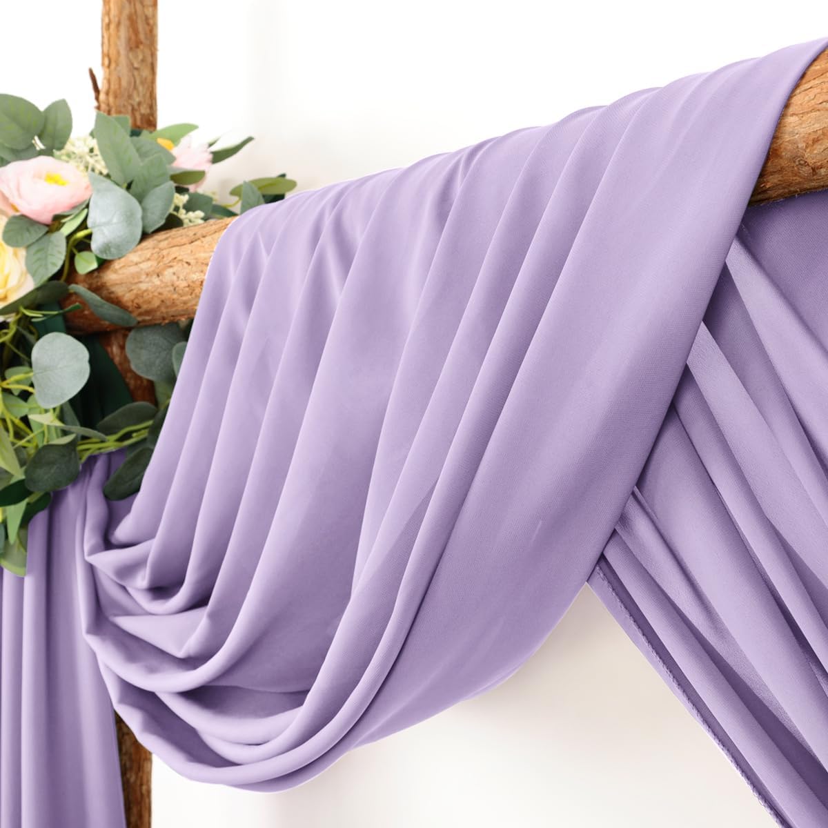 Wedding Arch Draping Fabric 2 Panels 30'' x 18FT Lilac Sheer Chiffon Arch Drapery for Photo Booth Bridal Shower Baby Shower Church Decor Newborn Photography Christening Outdoor Party