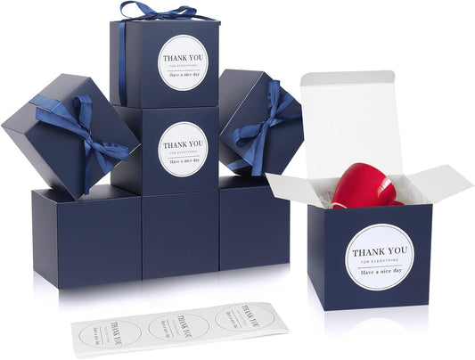 COTOPHER Small Gift Boxes 60 Pack 4x4x4 inches Navy Gift Boxes with Lids for Gifts, Crafting, Wedding Party Favor, Cupcake Boxes, Candy, Bridesmaids Proposal Box with Ribbons and Stickers (Navy, 60