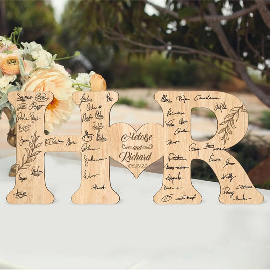 Personalized Wedding Guest Book Sign Custom Letter Name Date Rustic Wedding Guest Book Alternative Unique Guest Book for Wedding Anniversary Decor (Style 4)