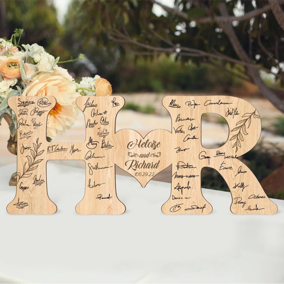 Personalized Wedding Guest Book Sign Custom Letter Name Date Rustic Wedding Guest Book Alternative Unique Guest Book for Wedding Anniversary Decor (Style 5)
