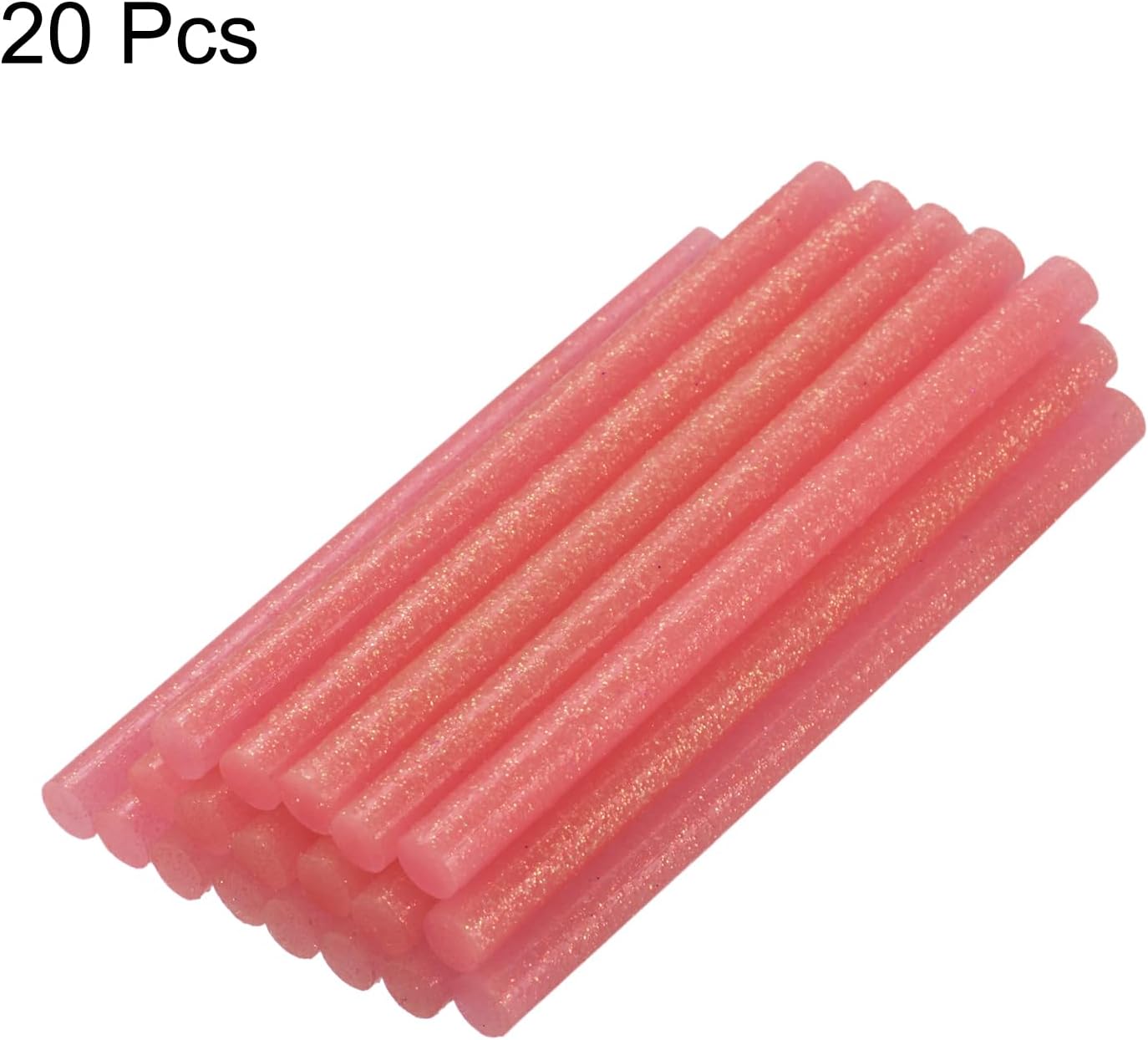 uxcell 20pcs Hot Glue Sticks for Glue Gun 7mm/0.27-inch x 4-inch Mini Hot Melt Adhesive Glue Stick Glitter Light Red