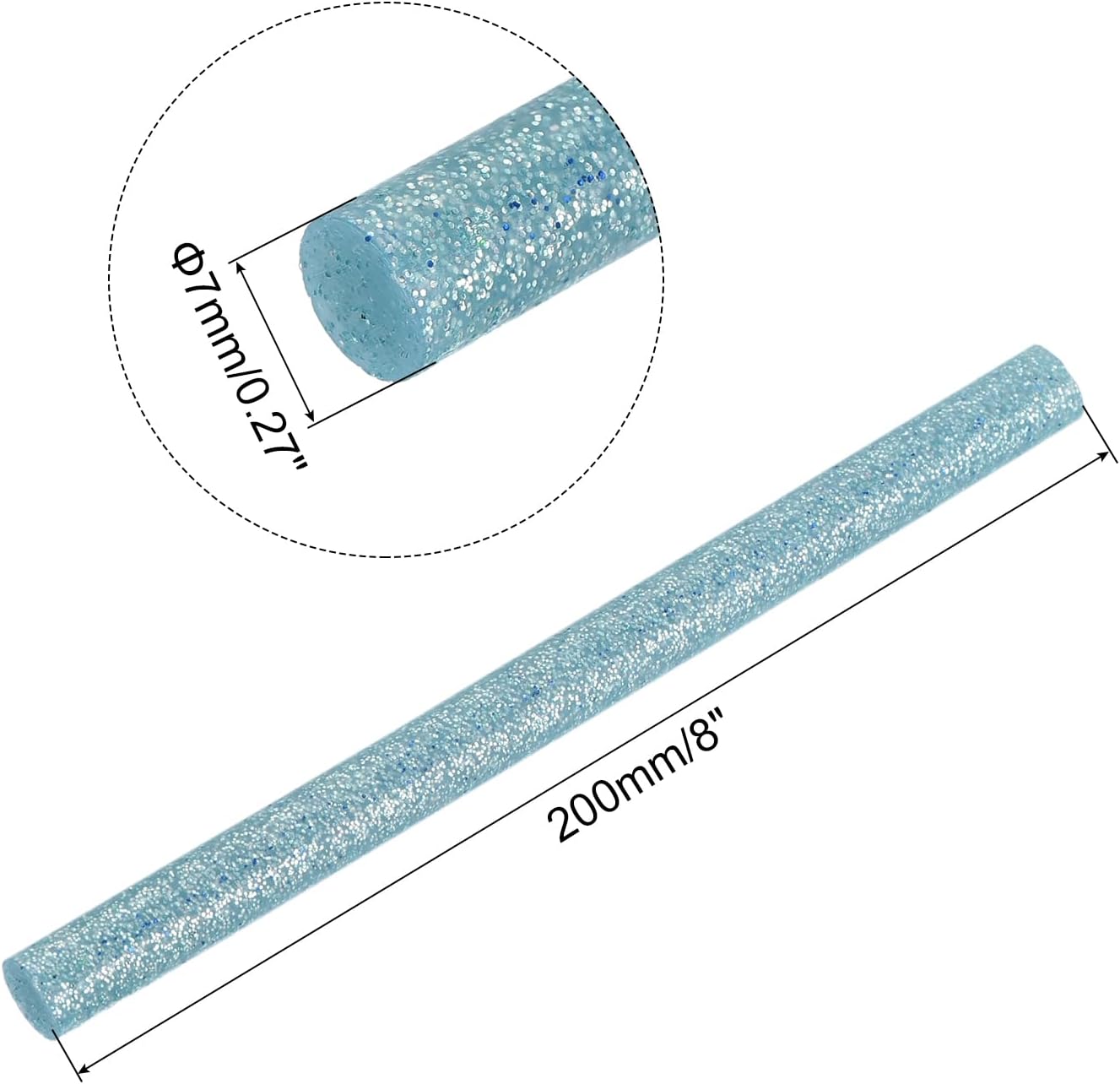 uxcell 20pcs Hot Glue Sticks for Glue Gun 7mm/0.27-inch x 8-inch Mini Hot Melt Adhesive Glue Stick Glitter Sky Blue