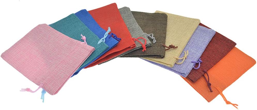 20Pcs Burlap Bags with Drawstring, Assorted Colored Small Jute Sacks Christmas Wedding Party Favor Gift Bags, Jewelry Candy Pouches 3.9 x 5.5 inch