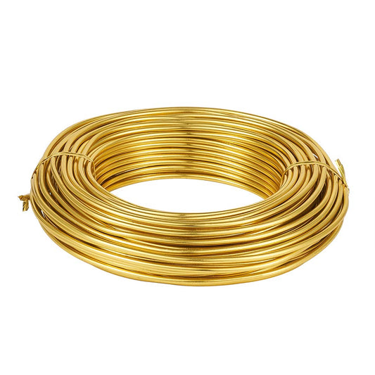 Fashewelry 82 Feet 9 Gauge Round Aluminum Wire 3mm Golden Bendable Metal Craft Wire for Beading Jewelry Craft Making 25m Long