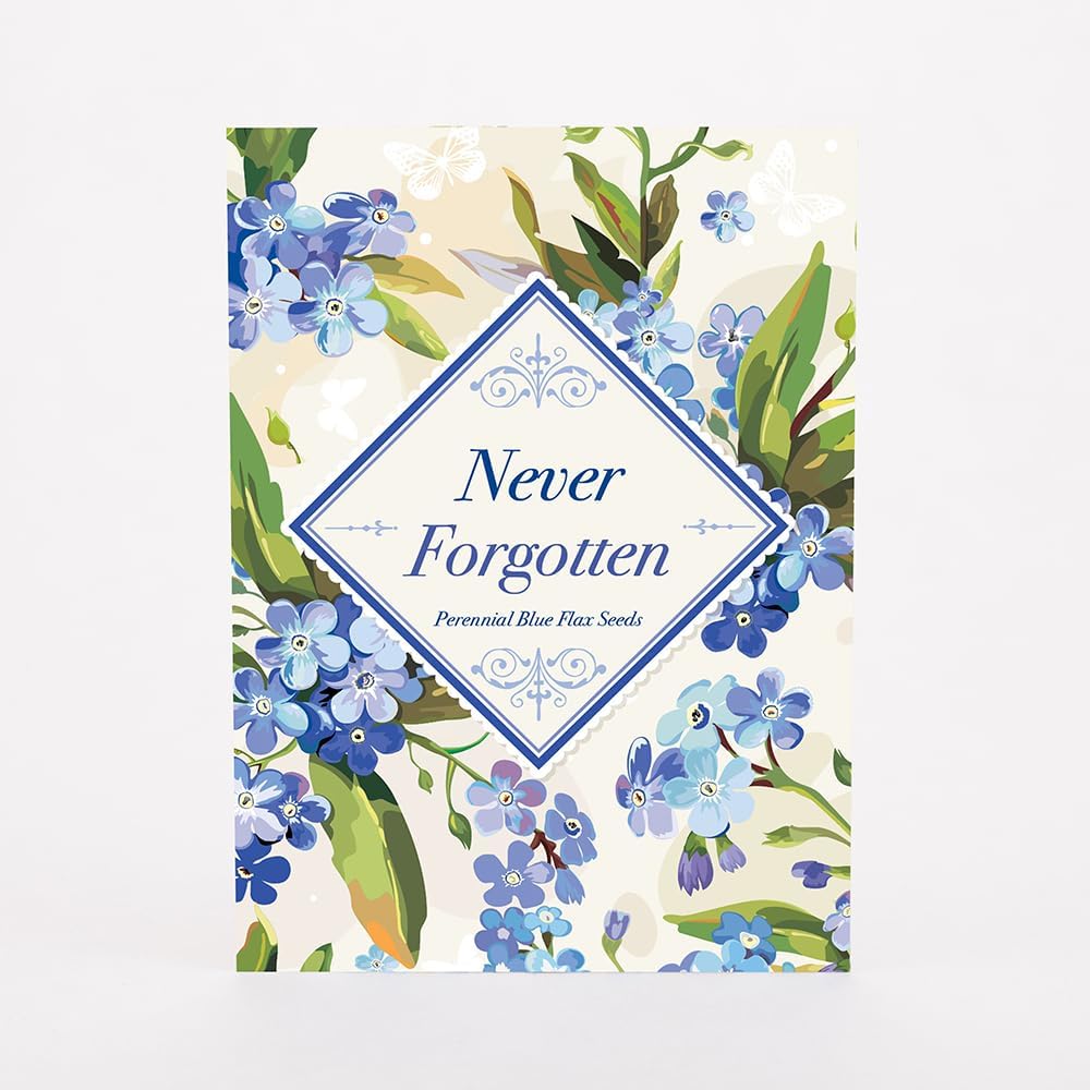 Bentley Seed Co. | Memorial Vintage Gift | Non-GMO, Non-Coated Blue Flax Seed Packets | Memorial & Funeral Keepsake | Linum Lewisii
