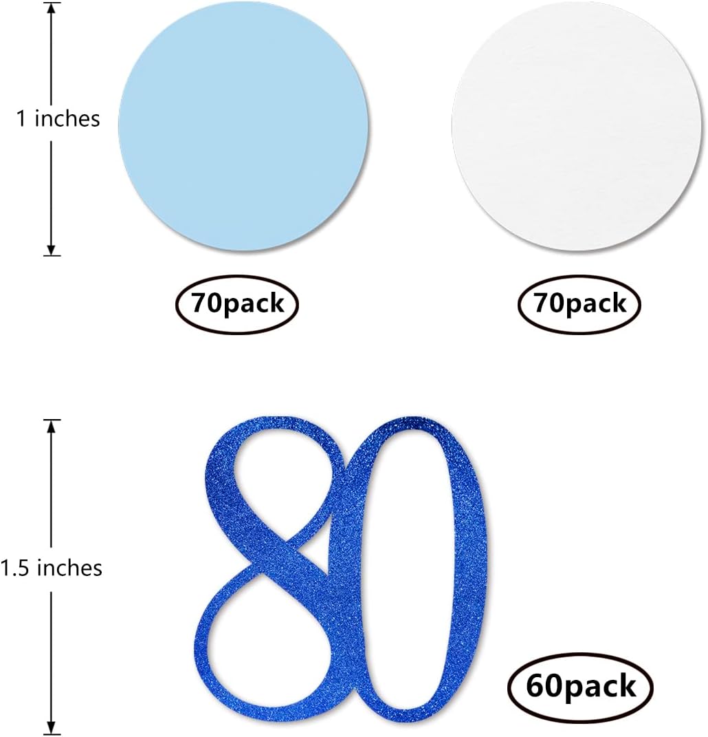 Blue Glitter 80 Confetti, 80th Birthday Number Confetti, 200pcs Anniversary Party Table Decoration Supplies