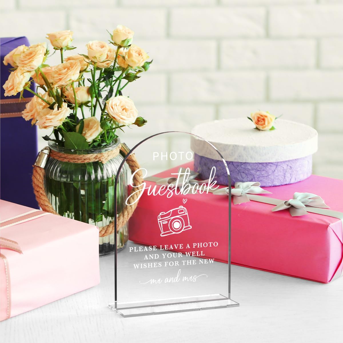 Acrylic Wedding Sign Photo Guestbook Sign for Wedding Wedding Signs for Ceremony Modern Calligraphy Arch Acrylic Table Top Sign for Wedding Reception and Event Party Table