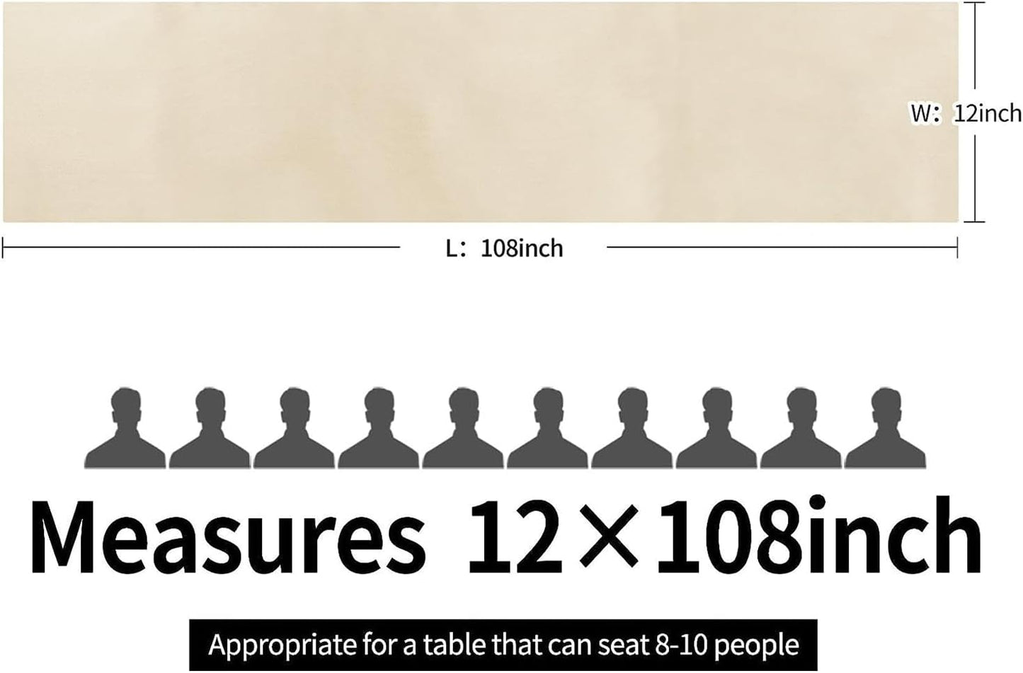 10-Pack Satin Table Runner Champagne 12 x 108 inches Long, Table Runners for Wedding, Birthday Parties, Banquets Decorations（10 Pack, 12x108 Inch, Champagne