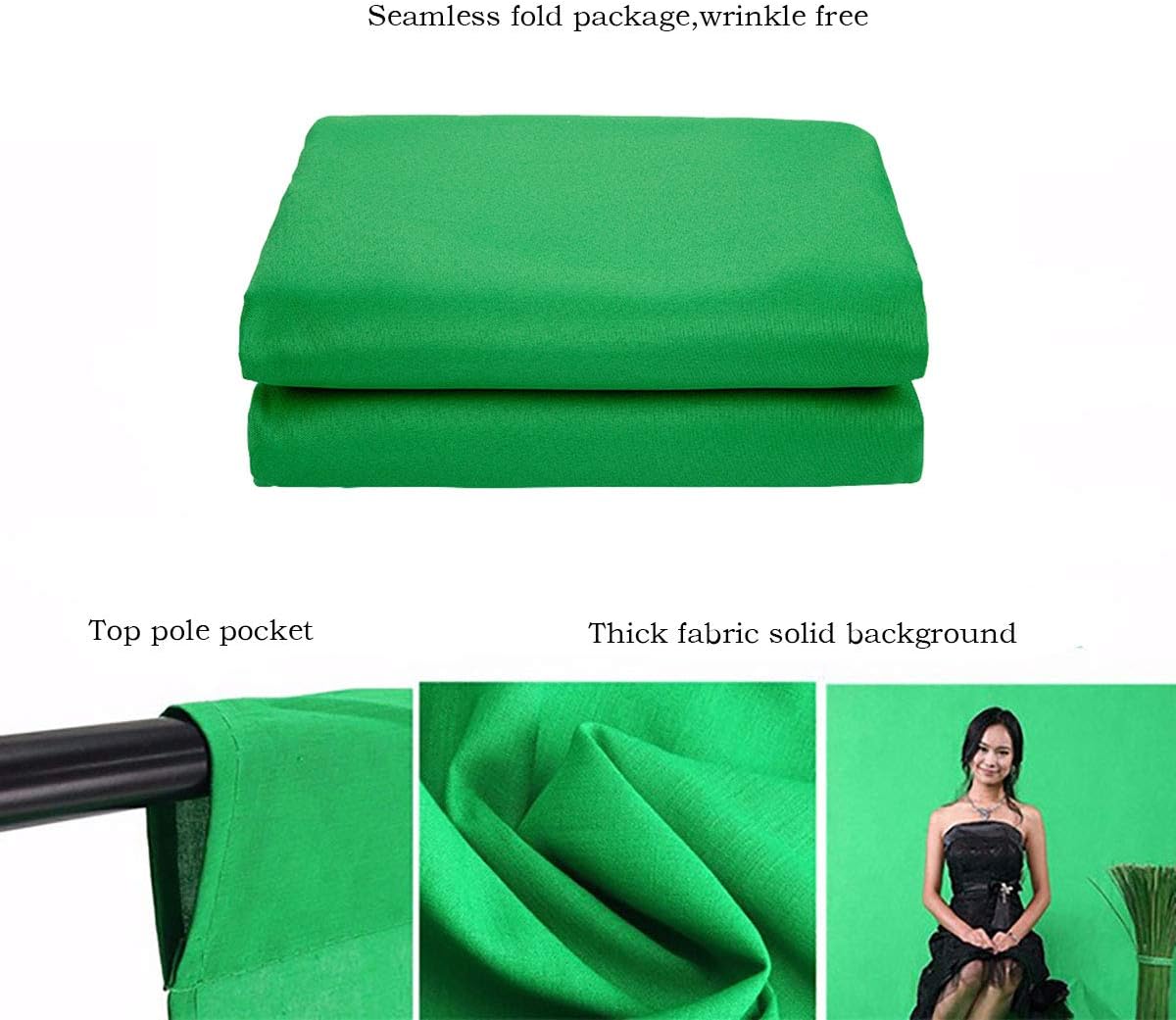 Green Screen Backdrop 8x10ft Photo Backdrop Chromakey Muslin Portrait Green Backdrop for PS Keying/Video Creation/Studio Portrait Shoots