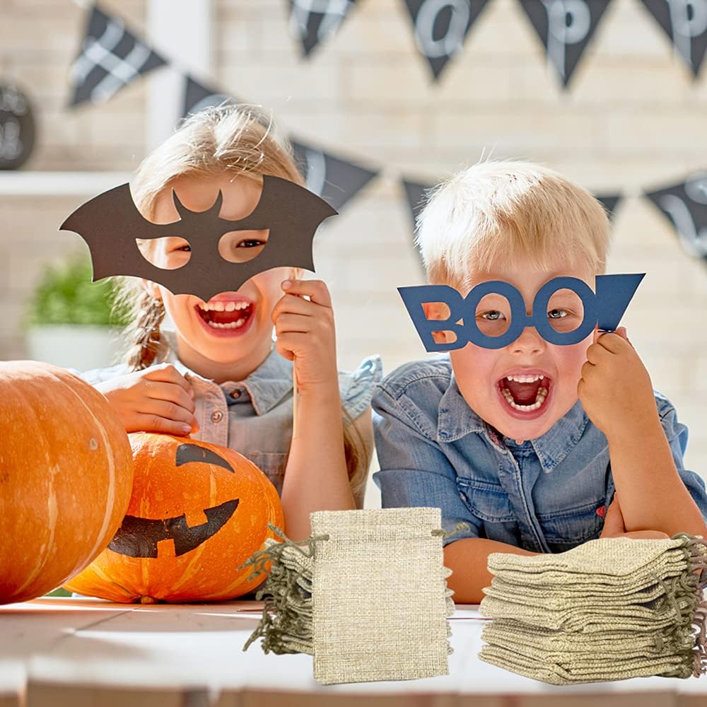 LYSXP 50PCS Burlap Bags with Drawstring，4x6 Inch Cream color Drawstring Gift Bag Jewelry Pouches for Wedding Party Favors, DIY Craft