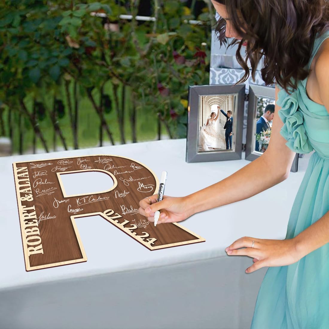 Personalized Wedding Guest Book Sign Custom Letter Name Date Rustic Wedding Guest Book Alternative Unique Guest Book for Wedding Anniversary Decor (Style 1)
