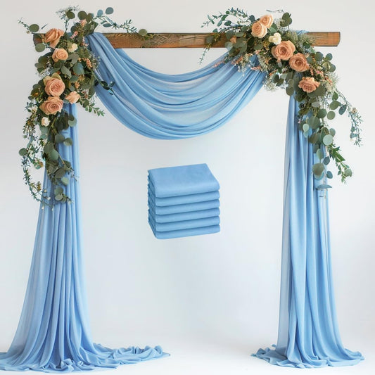Wokceer Wedding Arch Draping Fabric 6 Panels 28.7" x 20FT Dusty Blue Drapes Sheer Fabric Backdrop Arch Draping Fabric for Wedding Ceremony Birthday Party Bridal Shower Decoration