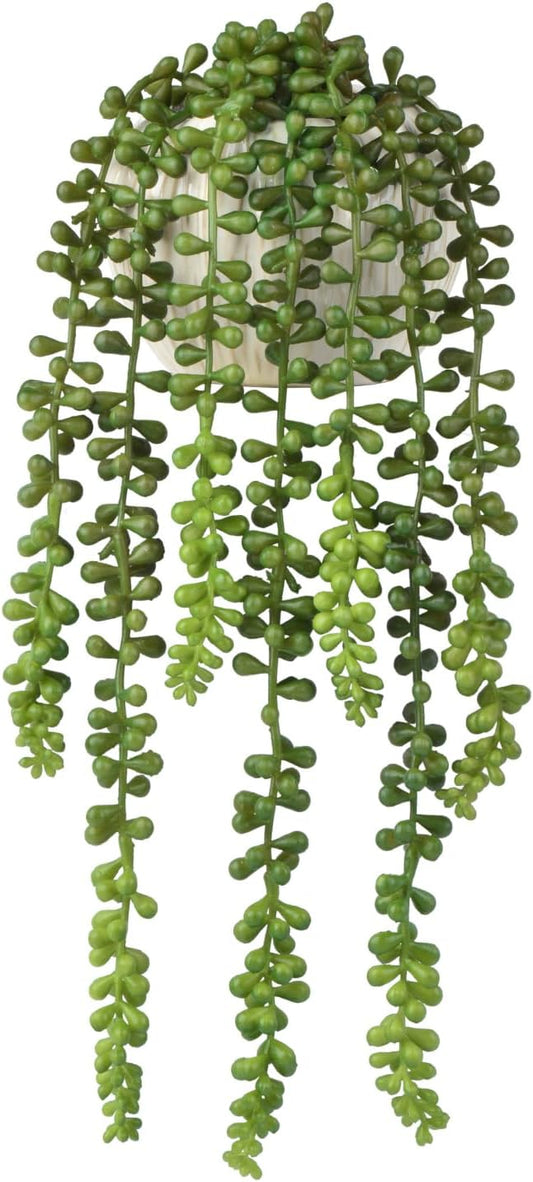 Succulents Plants Artificial, Small String of Pearls with Ceramic Pot Artificial Faux String of Pearls Suitable for Home Garden Decor, Wall Decoration