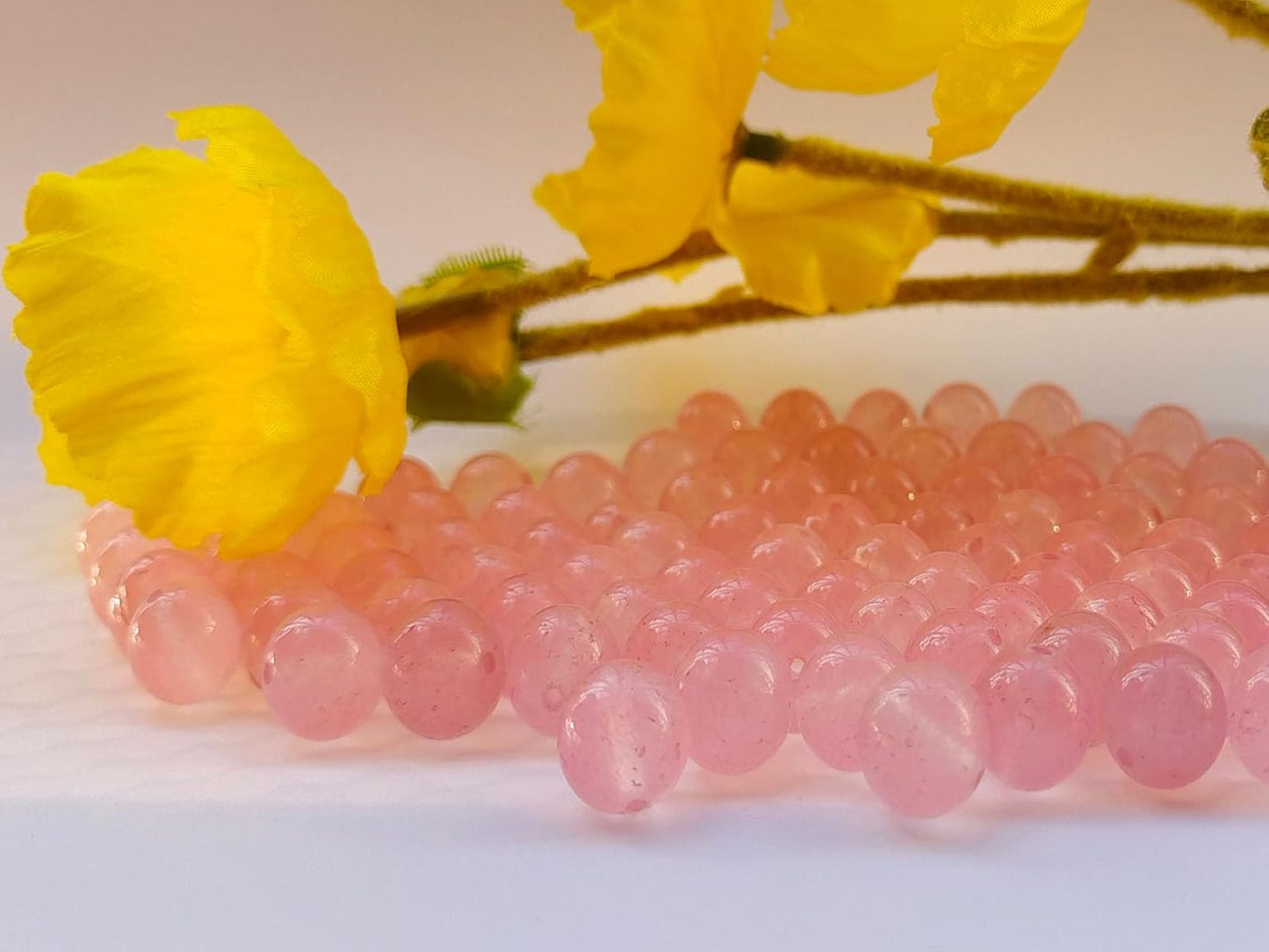 Stone Beads 8mm 100pcs Pink Chalcedony Beads Round Loose Gemstones Beads for Bracelet Necklace Jewelry Making (8mm, 60827 Pink Chalcedony)