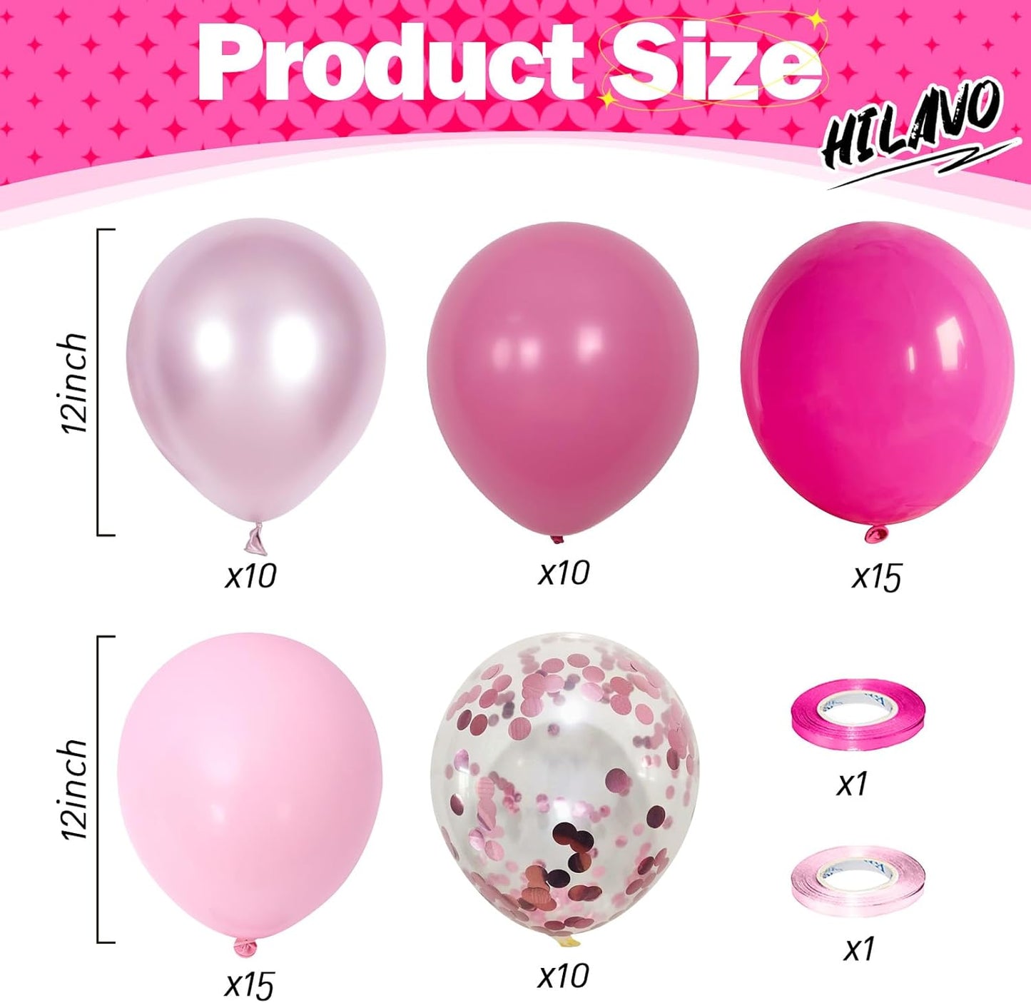 Hot Pink Balloons Set, 60Pcs 12 Inch Light Macaron Baby Pink Helium Balloon with Pastel Metallic Confetti Soft Pink Latex Balloons for Girls Birthday Princess Wedding Baby Shower Party Decorations