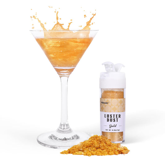 Gold Edible Glitter for Drinks, 5g Luster Dust Edible for Food, Perfect for Cake Decorating, Cocktails, Cupcakes, Drinks, Chocolate, Strawberries(0.18oz, Gold)