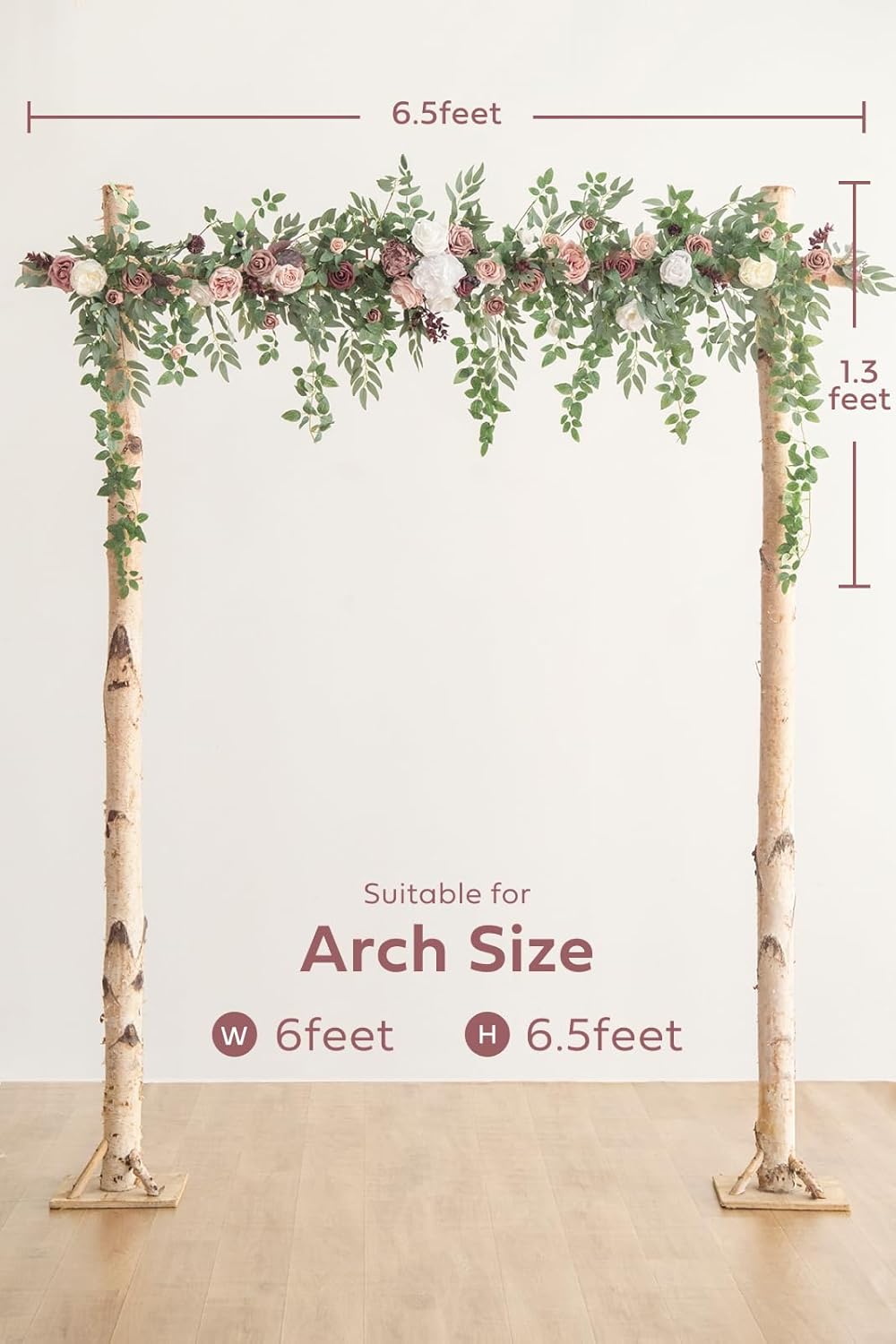 Ling's Moment 6.5FT Backdrop Floral Garland, Spring Artificial Wedding Arch Flowers Pink Decor, Blush Ceremony Reception Hanging Dusty Rose Arbor Arrangement Outdoor Party Swag Home Garden Decorations