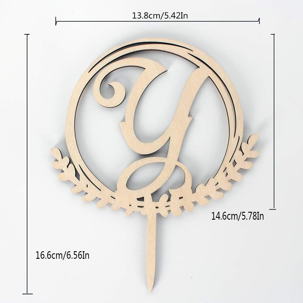 LINGTEER Personalized Inital Letter Y Wooden Cake Topper Perfect for Birthday Rustic Wedding Anniversary Keepsake Party Decoration