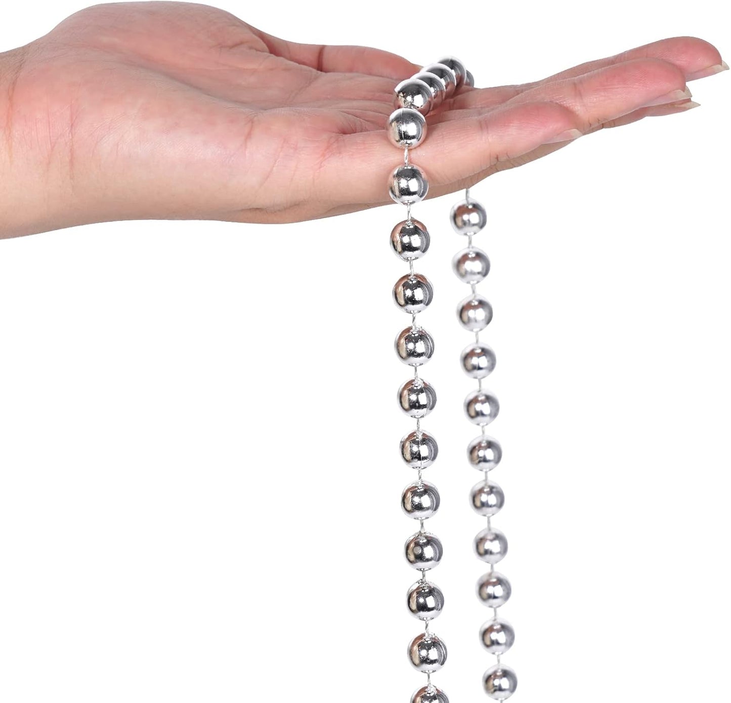 Faux Silver Pearl Beads Garland - 10mm Christmas Tree Beads 11 Yards Silver Pearl Strands Spool Pearl String Bead Roll for Wedding Party Christmas Tree Decoration(10mm 11Yards, Silver)