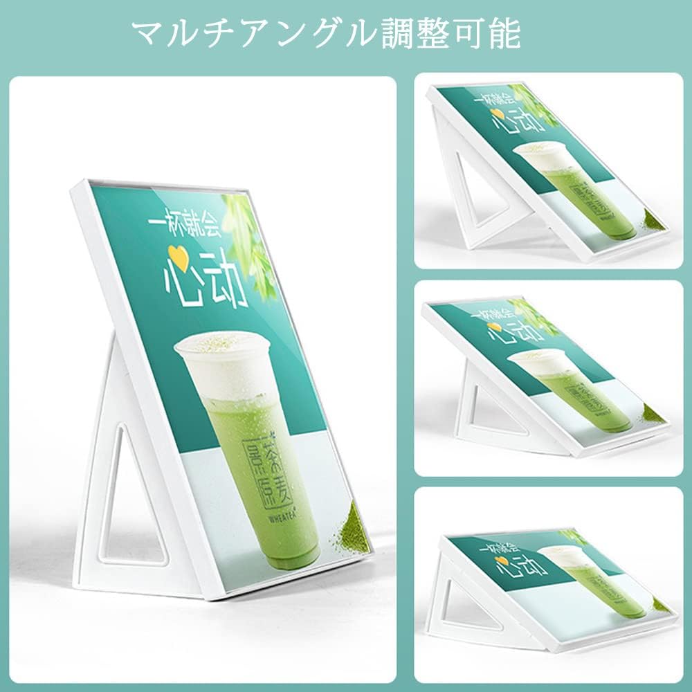 ABS Plastic Sign Holder，Menu Displays L Shape Sign Stand Vertical/Horizontal Use (White A3 297×420mm/11.69×16.54inches)