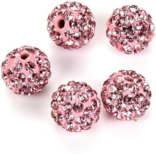 25pcs Adabele Grade A Suncatcher Crystal Rhinestone Pave Loose Beads 10mm Light Rose Pink Polymer Clay Disco Ball Spacers Compatible with Shamballa All Craft Jewelry Making DB10-55