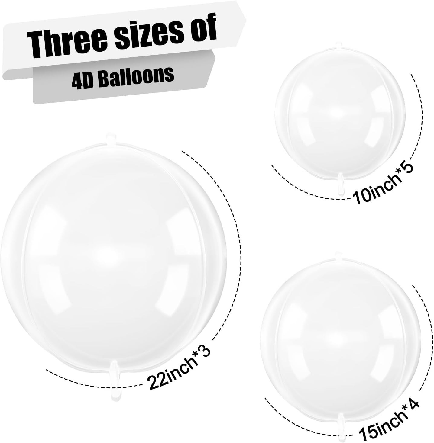 12Pcs Clear Round Foil Balloons, 22" 15" 10" 4D Helium Transparent Balloon, Clear Bubble Foil Balloon for Birthday Baby Shower Christmas Wedding Anniversary Disco Prom Bobo Party Decorations