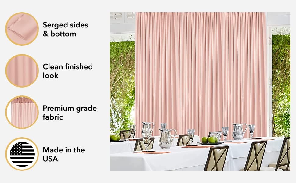 AK TRADING CO. 10 feet x 8 feet IFR Polyester Backdrop Drapes Curtains Panels with Rod Pockets - Wedding Ceremony Party Home Window Decorations - Fuschia