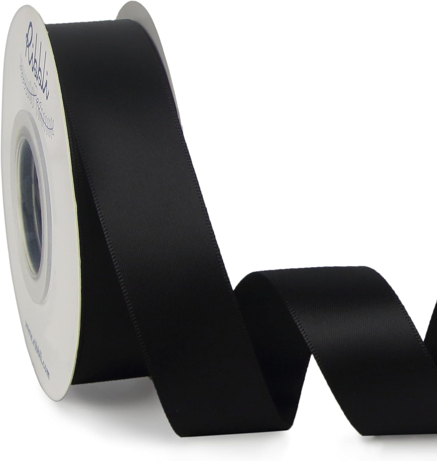 Ribbli Double Faced Black Satin Ribbon,1” x Continuous 25 Yards,Use for Bows Bouquet,Gift Wrapping,Floral Arrangement
