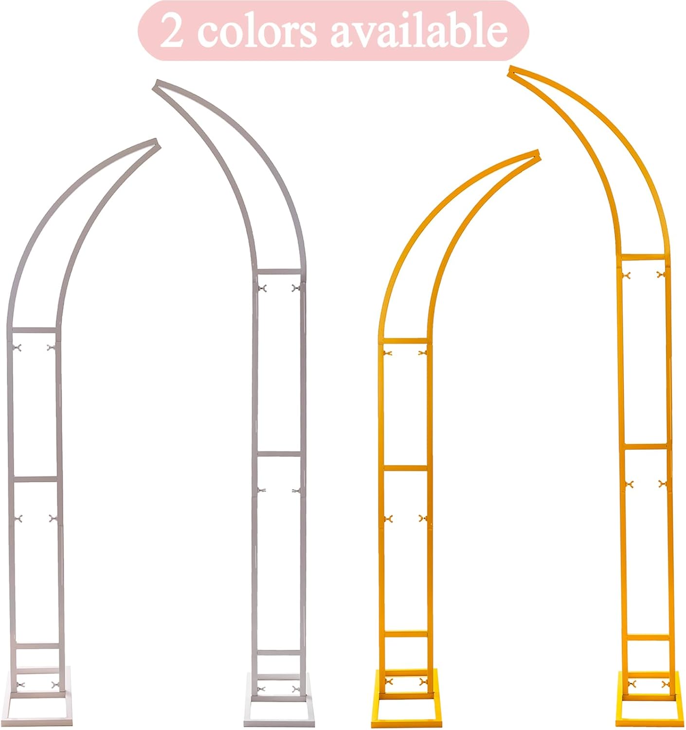 2pcs Large Wedding Arch with Base Flower Stand Arch Bracket Stand Backdrop Stand for Wedding Party Elegant Decorations & Garden Climbing Plants Vines,6.9&5.9 FT-Gold