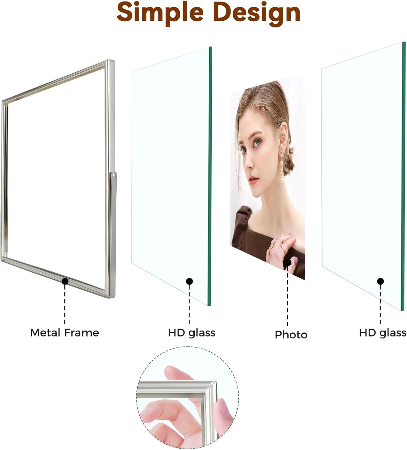 Silver Floating Frame (4"x6", Vertical), For Picture 3.5x5, 2x3, 1x2, Mini Desktop Photo Frame, Classy Gift For Festival, Wedding, Home or Office Décor…