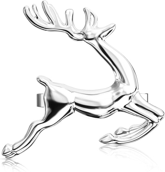 ZeeDix Silver Reindeer Christmas Napkin Rings Set of 6, Napkin Holder Ring for Christmas Dinner Table Decor Cloth Napkins, Wedding Receptions, Holiday Party, Banquet and Home Kitchen