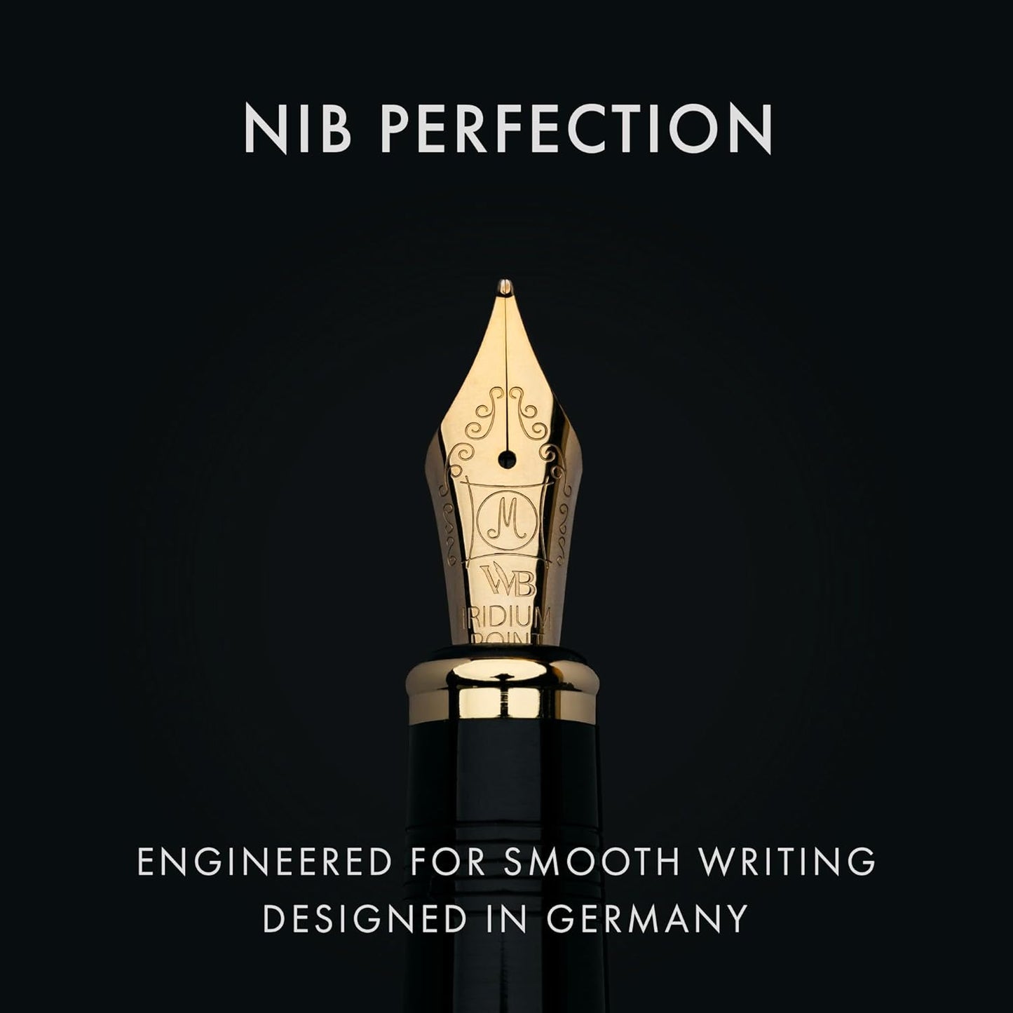 Wordsworth & Black Primori Fountain Pen Set [Gunmetal Gold]; Medium Nib, Gift Case, 24 Ink Cartridges, Refill Converter, Manual; Journaling, Calligraphy, Smooth Writing Pens; Left and Right Handed