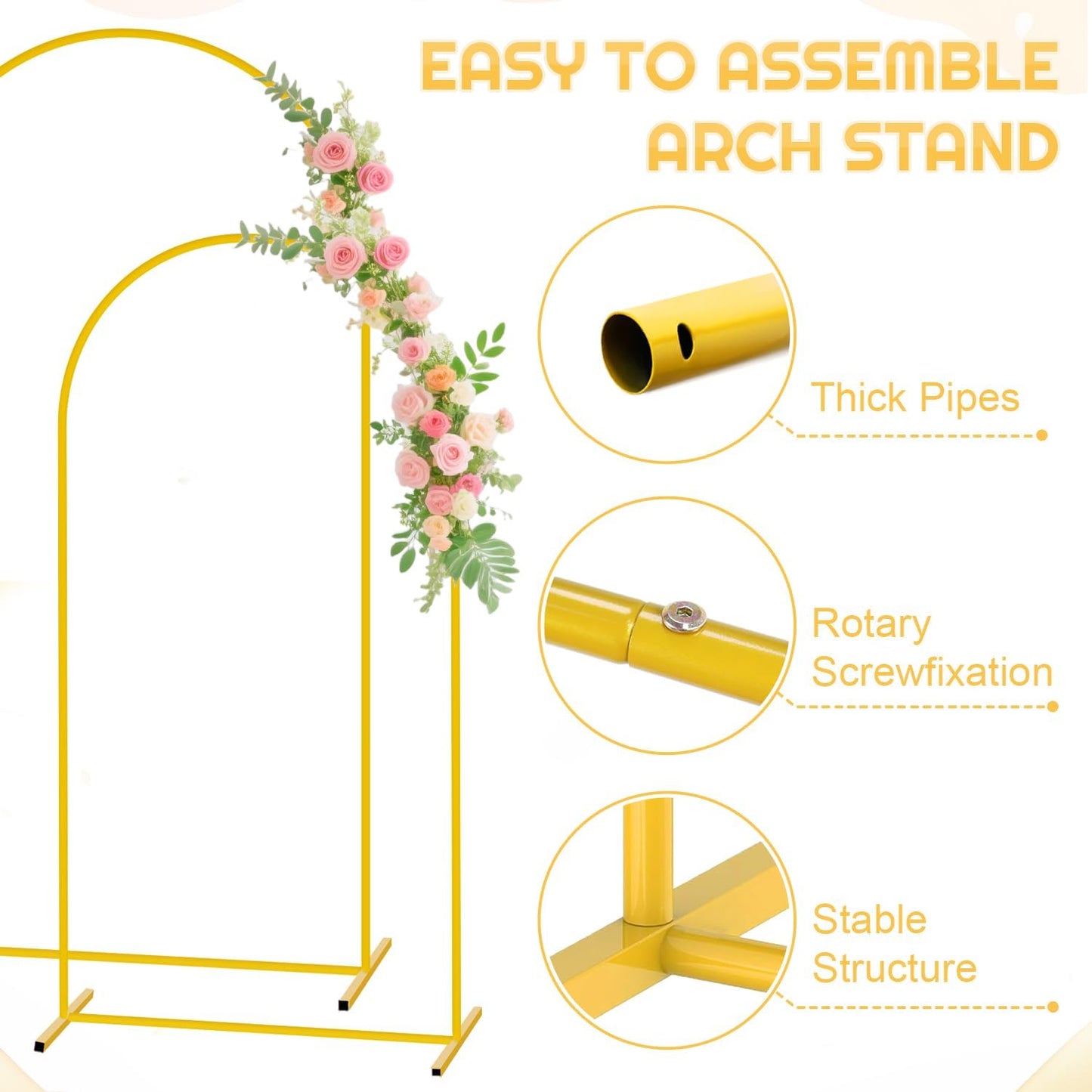 Metal Arch Backdrop Stand and Cover Set 7.2FT, 6FT Arch Stand and Cover Set of 2 Wedding Backdrop Arches Stands with Blue Arched Covers for Bridal Baby Shower Graduation Ceremony Party Decor