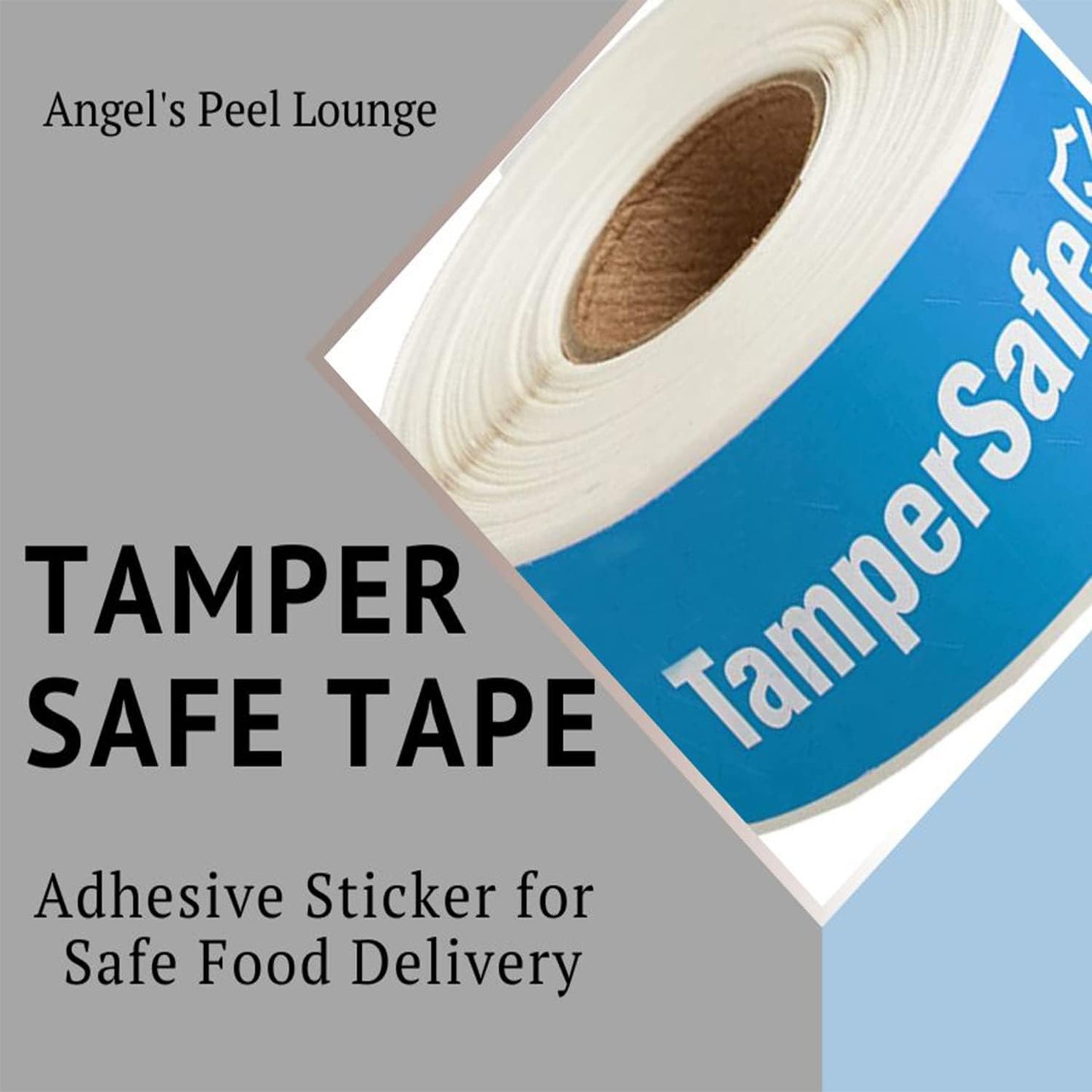 Angel's Peel Lounge Tamper Proof Stickers Roll — Tamper Evident Stickers for Food Delivery, Drink Lids, Containers, Writable Self Adhesive Seal Tape, Easy Application Labels - 1x3in 250-COUNTS, Blue