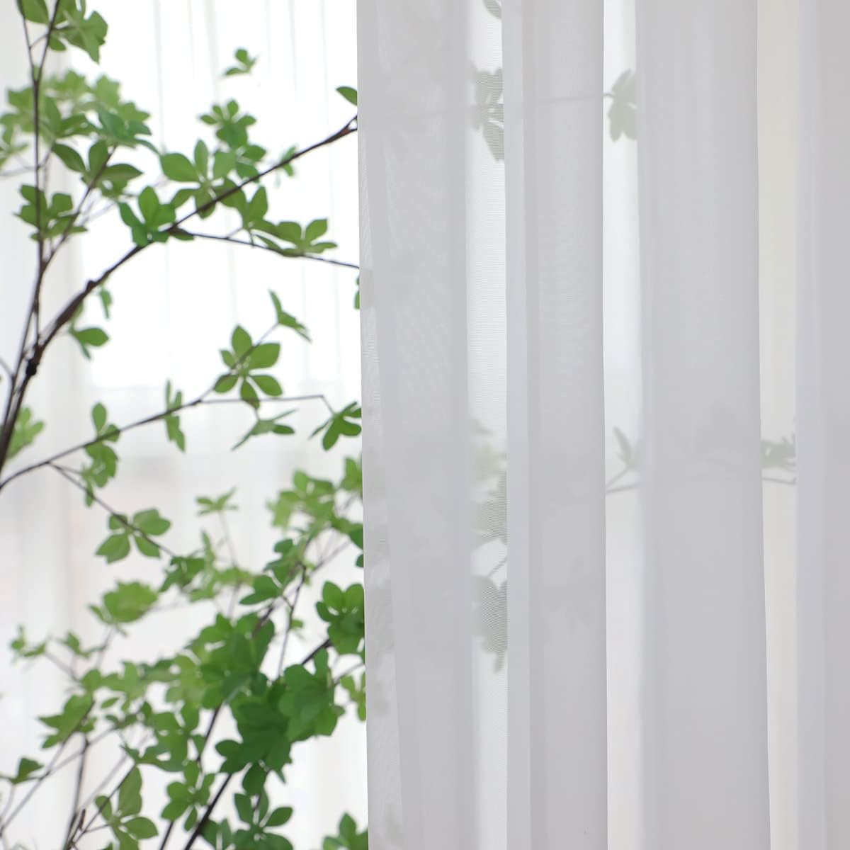 Window Ivory Sheer Curtains 108 Inches Long 2 Panels Sheer Curtain Basic Rod Pocket Panel for Bedroom Children Living Room Yard Kitchen (Ivory, 52" W x 108" L | 2 pcs)