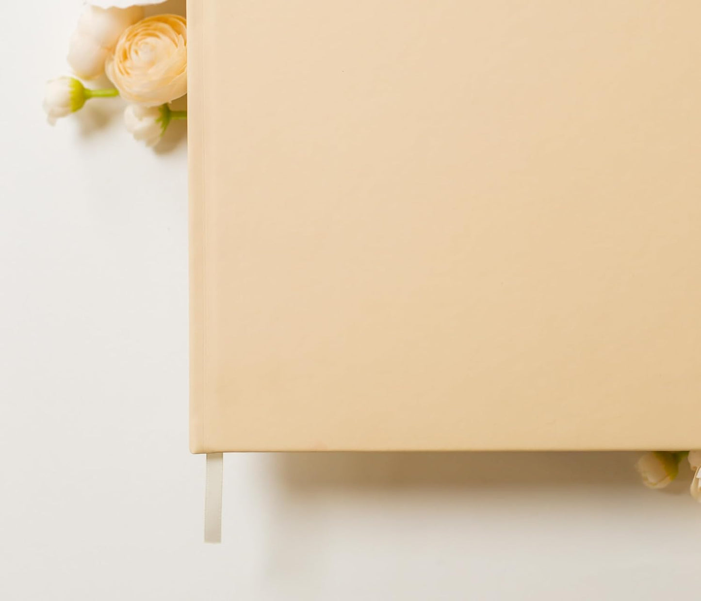 MUUJEE Personalized Guestbook in Butter - Premium Custom Modern Guest Book for Wedding Reception, Birthday Party or Events w/Bookmark Blank Pages for Signing 11.5 x 8.5 inches