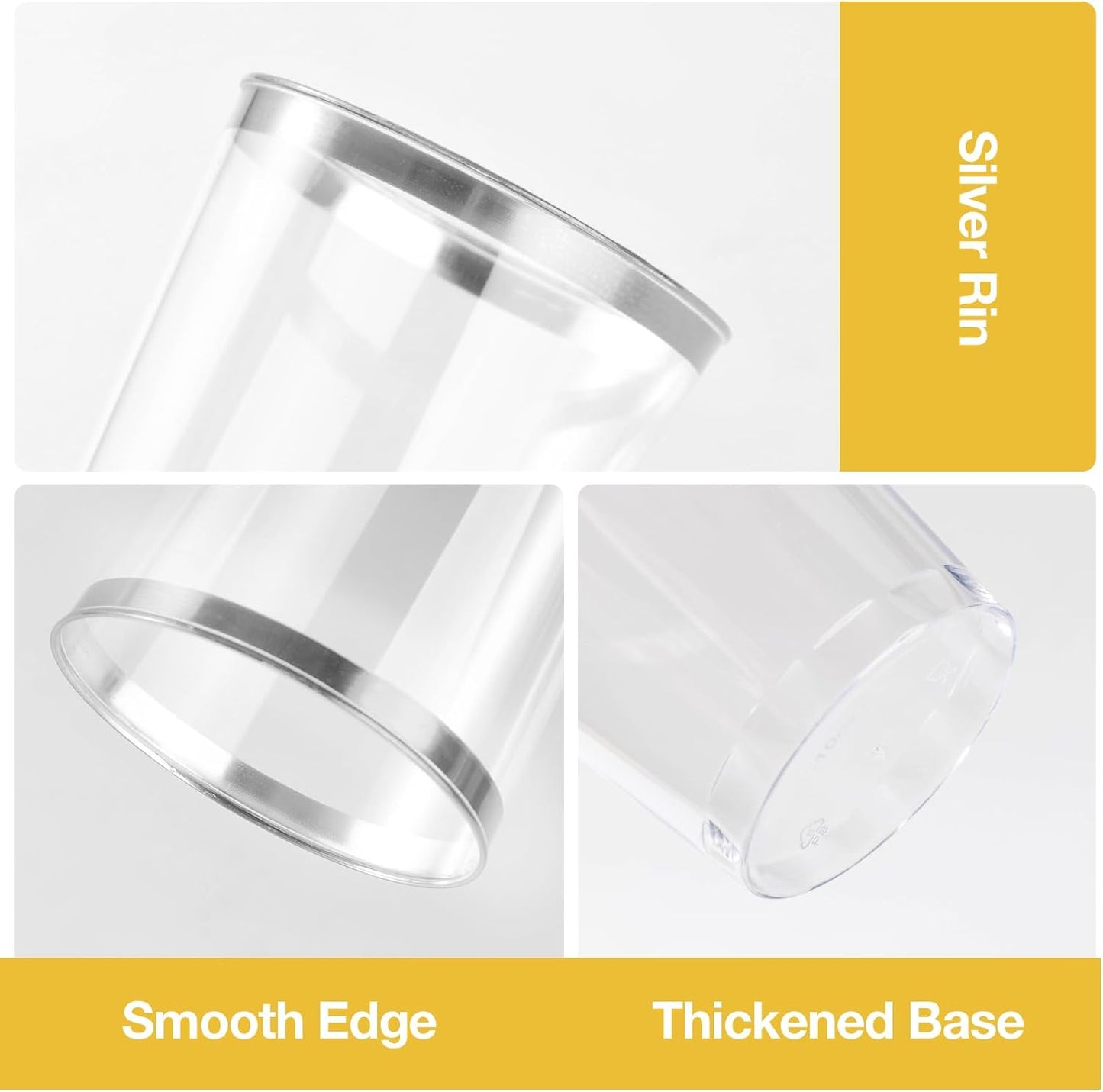 Goodluck 200PCS 12oz Silver Plastic Cups for Party, Disposable Silver Cups, Plastic Cocktail Glasses for Wedding Thanksgiving, Christmas, and Parties