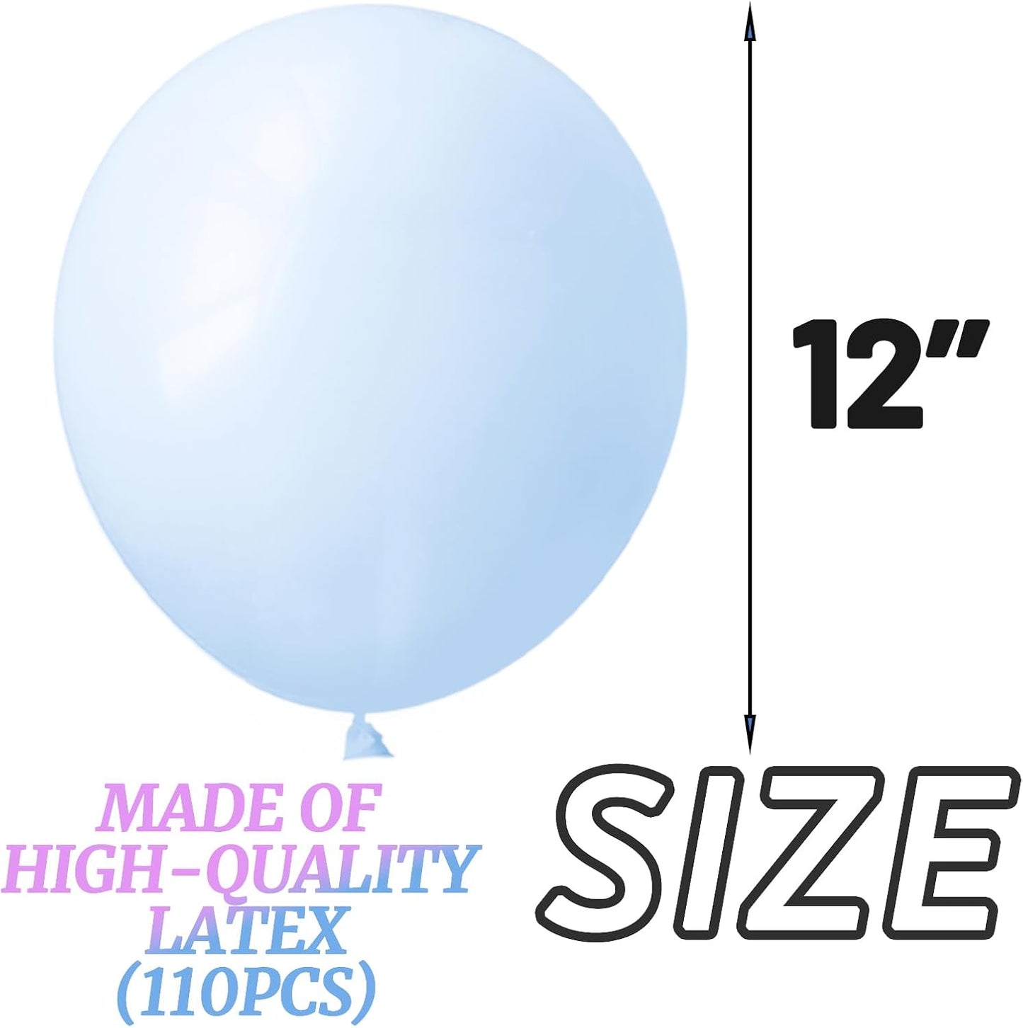 110pcs Pastel Blue Balloon 12 Inch, Pastel Blue Latex Balloons for Birthday Party Baby Shower Wedding(with 2 Ribbons).