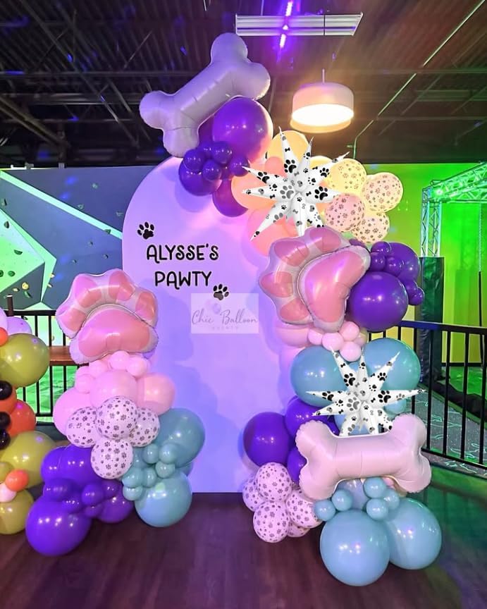 3pcs 26inch 3D paw Explosion Star foil balloon, dog paw theme Foil Cone star burst Balloons for dog Birthday Wedding New Year Party Event