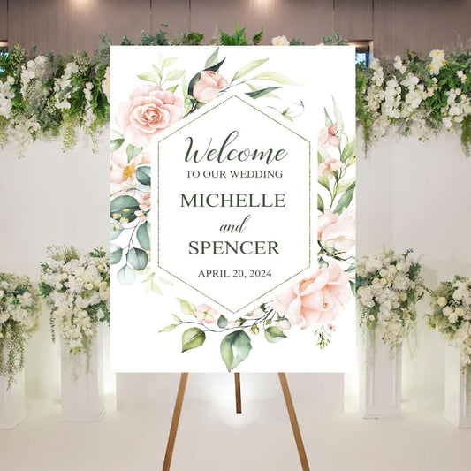Welcome To Our Wedding Sign, Wedding Welcome Sign, Wedding Ceremony Welcome Sign, Wedding Welcome Sign, Blush Floral Wedding Ceremony Sign, Customized Wedding Welcome Sign