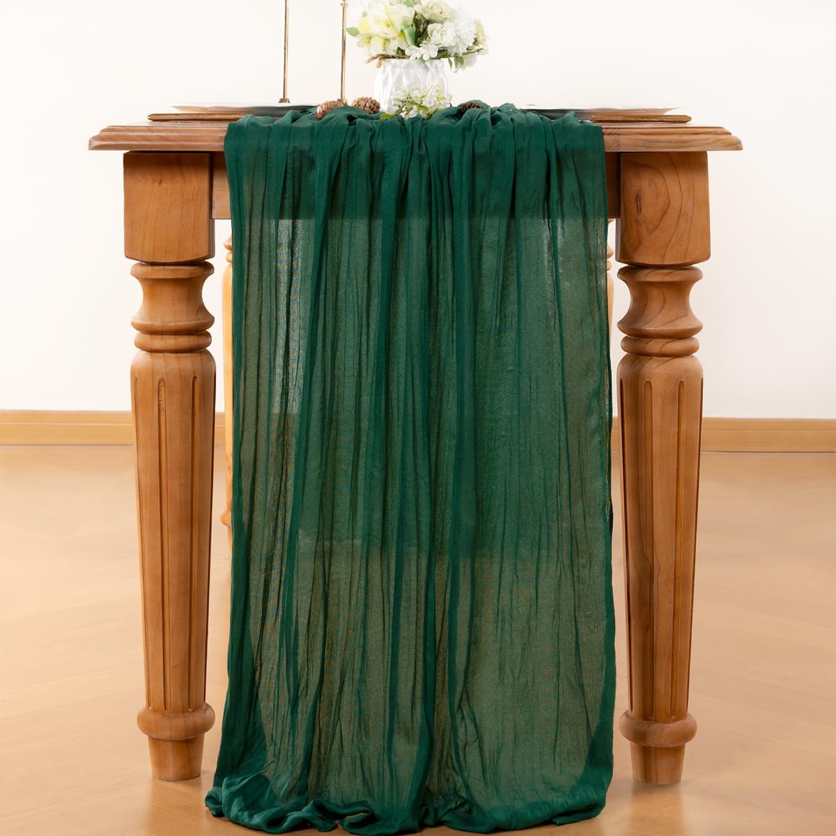 Emerald Green Table Runner Cheesecloth Table Runner 4 Pack 10FT Farmhouse Table Runners 120 Inches Fall Table Decor Dining Room Centerpiece Wedding Boho Baby Shower Birthday