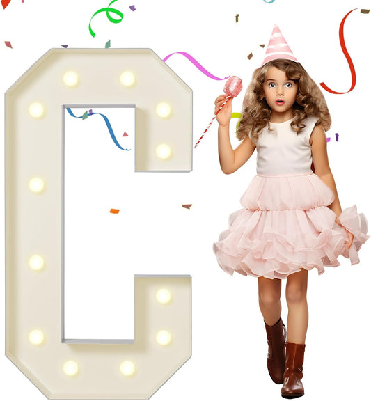 eufony Marquee Letters 4 Feet Tall, 4 FT Marquee Light Up Letters, Giant Light Up Letters 4FT for Birthday Party Baby Shower Gender Reveal Graduation Decorations, Letter C with LED Lights DIY Kit