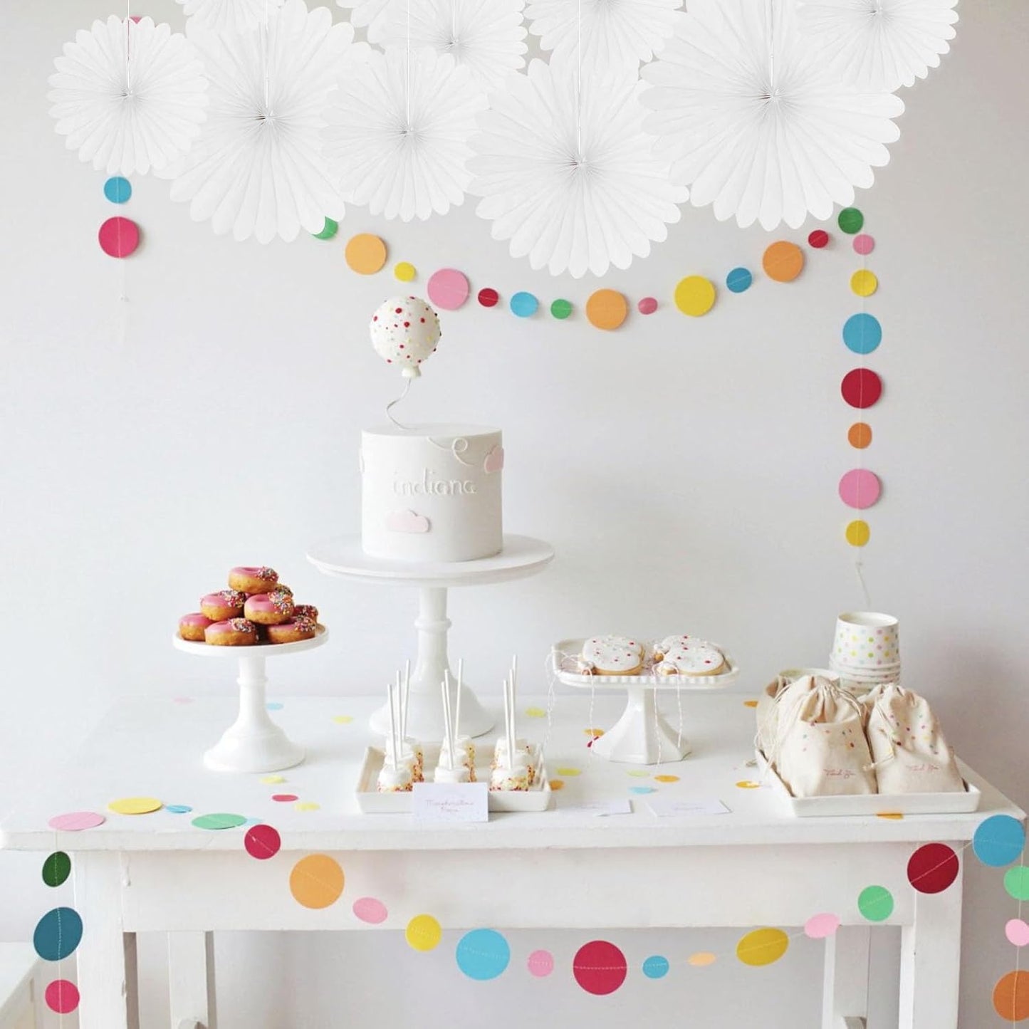 20 Pcs White Hanging Paper Fan, Hanging Honeycomb Round Paper Fans for Weddings, Birthdays, Christmas, Baby Showers, Classroom, Events Ceiling Party Supplies Decorations