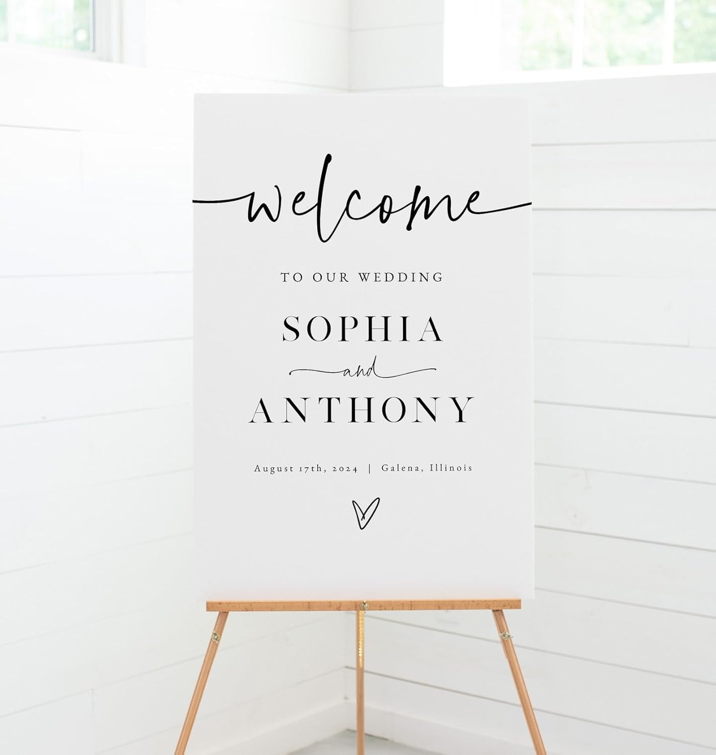 Wedding Welcome Sign, Minimalist Welcome Sign, 12" x 18" (Small), 27" (Medium), 36" (Large), Plastic, Modern, Pole Mount, Weather