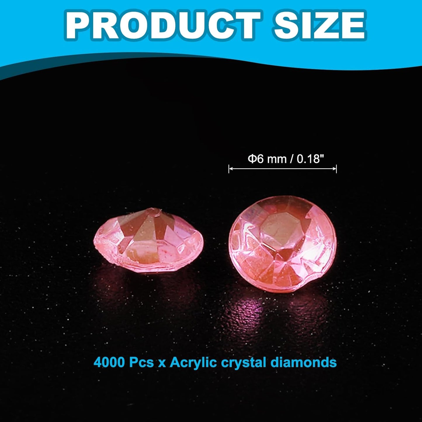 PATIKIL 4000 Pcs Wedding Table Scatter Confetti Crystals 6 mm Acrylic Diamonds Vase Fillers Gems for Table Centerpiece Decorations Party Vase Beads, Light Pink