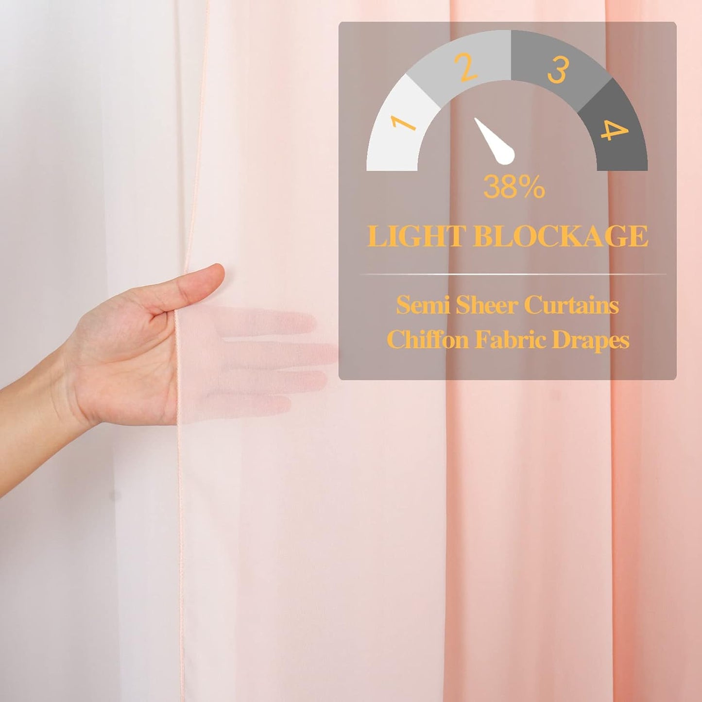 DUOBAO Peach Chiffon Backdrop Curtain-2 Panels 29"x120" Wedding Chiffon Backdrop Drapes Polyester Chiffon Fabric Drapes Birthday Backdrops Voile Window Curtain Photography Backdrop (29''x120''x2pcs)